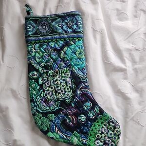 Vera Bradley Festive Blue and Green Stocking